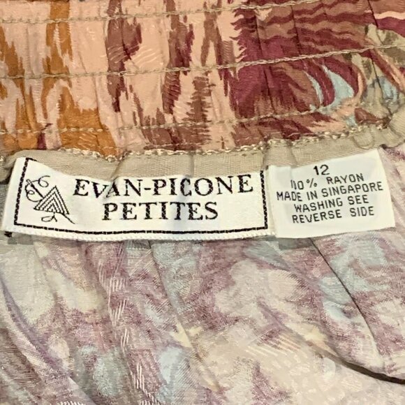 Evan Picone Petites Midi Skirt French Country Floral Tapestry Pockets 12P #208K - Picture 6 of 7